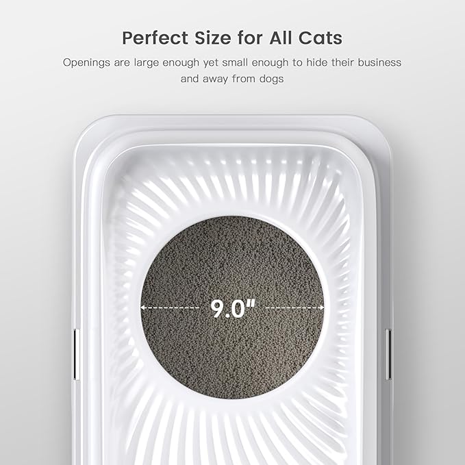 WoofiGo Stainless Steel Cat Litter Box, Large Top Entry Litter Box for Big Cats, Enclosed Kitty Litter Pan with Lid, Metal Cat Box Never Absorbs Odors, Easily Cleaning, Include Scoop