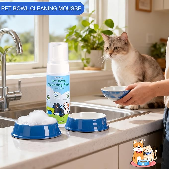 MeCids Pet Bowl Cleaning Mousse – Pet Bowl Cleaner, Natural Plant-Based, Safe & Non-Toxic, Powerful Foam for Effective Cleaning, Suitable for Cat & Dog Bowls, Pet Toys, and More