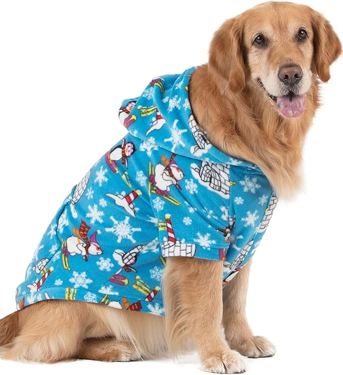 Pet Pjs - Winter Wonderland Pet Pjs Fleece Hoodie Sweaters - Large (Fits Up to 50 lbs) - Pet - Large (Fits Up to 50 lbs)