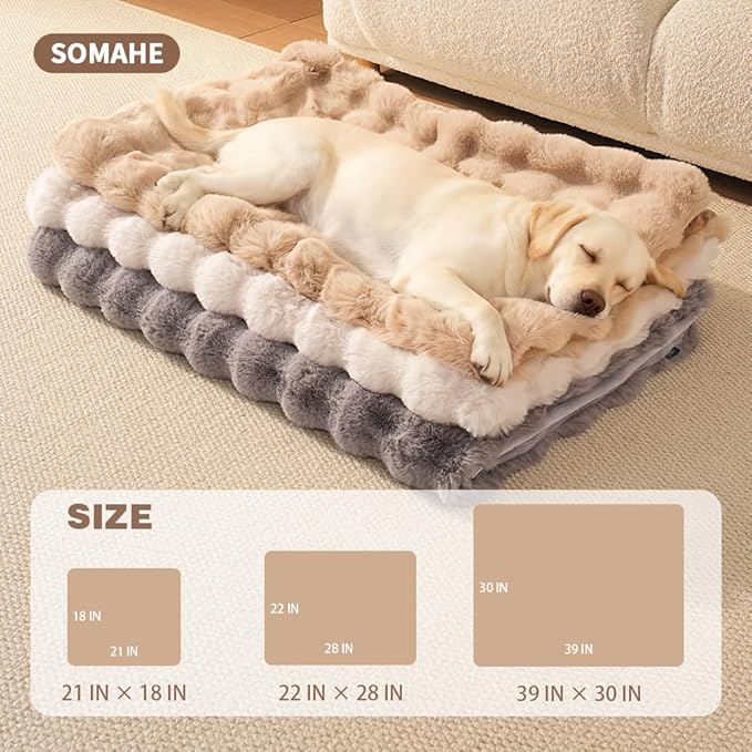 SOMAHE Dog Blanket, Reversible Sherpa & Bubble Fleece Pet Throw, Ultra-Soft Plush for Medium Dogs, Machine Washable, Anti-Static, Warm & Cozy, 39"×31" Inch Coffee