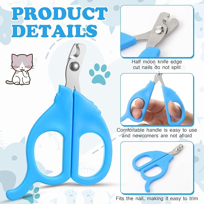 Therwen 24 Pcs Cat Nail Clipper Bulk Cat Nail Trimmer Kitten Claw Clippers Pet Nails Cutter Claw Care for Cats Kittens Bunny Puppy Rabbit Gatos Sharp (Moon-Shaped,Y2k Colors)