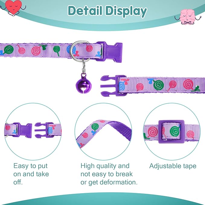 Frienda 6 Pack Cat Collars with Bells Breakaway Cats Collar Adjustable 8.27 to 13.39 Inches Safety Buckle Cute Pets Collar for Adult Cats and Small Dogs(Pink, Blue, Purple, Green)