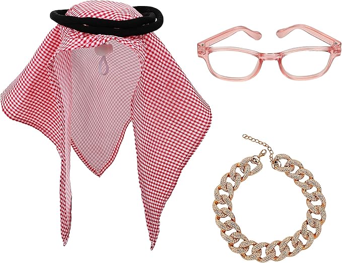 4PCS Small Pet Cosplay Clothing Set Cat Costume Bandana Pet Head Wrap Photo Prop Headwear with Necklace and Glasses