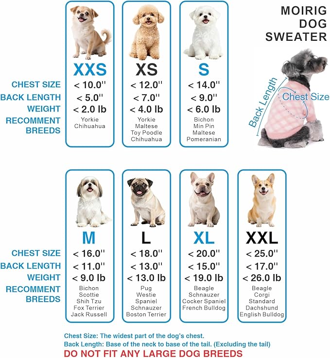 Dog Sweater, Sweaters for Small Dogs, Warm Soft Pet Clothes for Puppy, Medium Large Cat, Dogs Girl or Boy, Dog Shirt for Winter Christmas (Pink, Small)