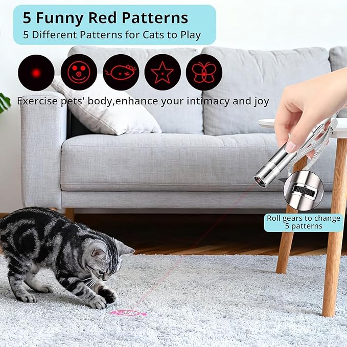 Waputne Cat Toy for Indoor Cats, USB Rechargeable Kitten Toys with 7 Adjustable Patterns, Interactive Chase Toys for Indoor Cats & Dogs, Training & Exercise Fun