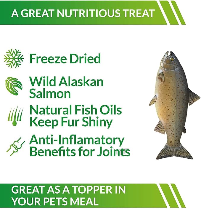 Life Essentials by Cat-Man-Doo | Salmon Crunchies - 5oz. Bag | Freeze Dried Salmon Cat & Dog Treats | Healthy, Single Ingredient, Training Treats, High Protein
