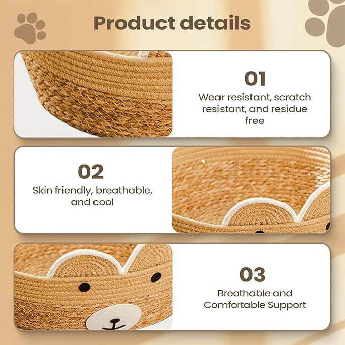 Weaving Cat Nests, Safe and Secure Pet Nest, 35x35x13cm, Cute Pet Bed for Indoor Cats Couch, Cat Bed Basket, Stylish and Functional Pets Furniture, for Lounging, Napping, Or Hiding