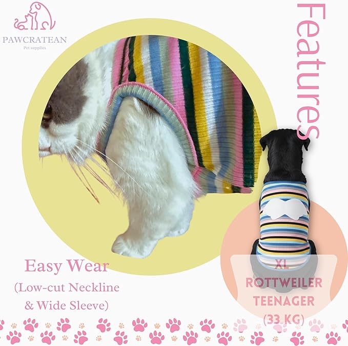 3-Pack Pet Cotton Sleeveless Top Striped Vest Top Soft Breathable Puppy Tank Top Cat Tee Dog Sleeves Top (Large)