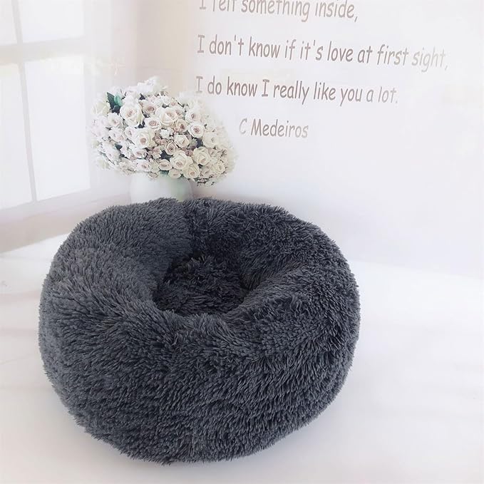 Thereisno Soft Handmade Pet Bed for Cat or Small Dog Detachable Round Bed for Fall Winter Indoor Sleeping Furniture Cat Bed