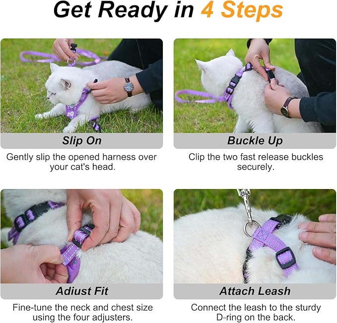 BEAUTYZOO Cat Harness, Escape Proof Cat Leash and Harness Set for Walking, Soft Breathable Vest Harness with Safety Neck Adjustable, Reflective Easy-Control Kitten Harness for Cats (Bee Design)
