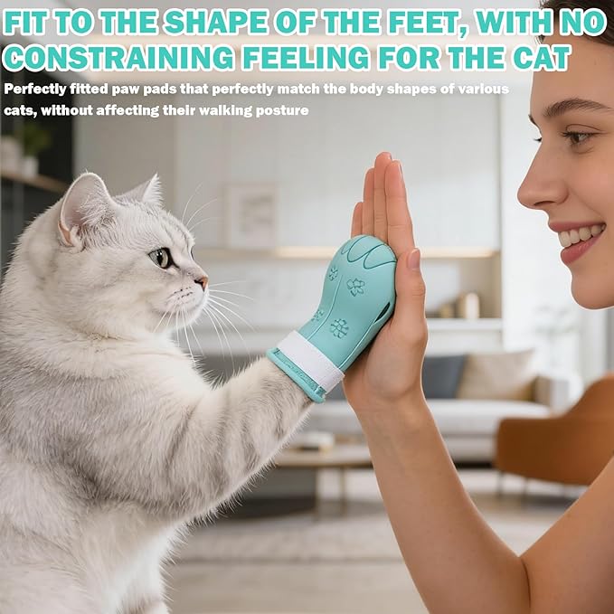 4 Pcs Shoes for Cats, Silicone Cat Feet Claw Covers, Anti-Scratch Cat Nail Shoes Kitten Feet Paw Boots Cat Protector Caps to Prevent Scratching Pet Supplies for Bathing Shaving Grooming