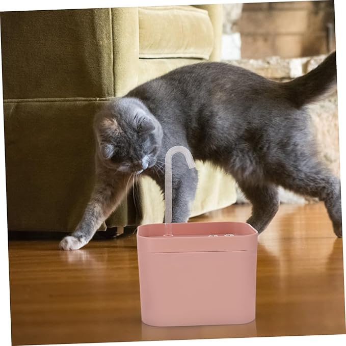 Yardwe Automatic Cat Water Fountain with Flower Shaped Outlet Mute Pump and Modern Design Pink Circulation Water Dispenser for Dogs and Cats Easy to Clean and Portable