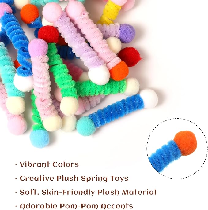 24 Pcs Cat Springs Toys Interactive Cat Toy Colorful Cats Spiral Spring Toy Cute Kitten Stuff for Swatting Biting Hunting Pouncing Kitten Toys