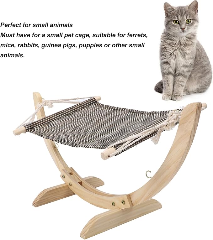 Asixxsix Cat Hammock Bed, Multipurpose Elevated Cat Bed Comfortable Cat Swing Bed, Pet Furniture for Kitty, Puppy, Bunny and Small Animal, Easy Assembly, Easy to Clean (Mesh Fabric)