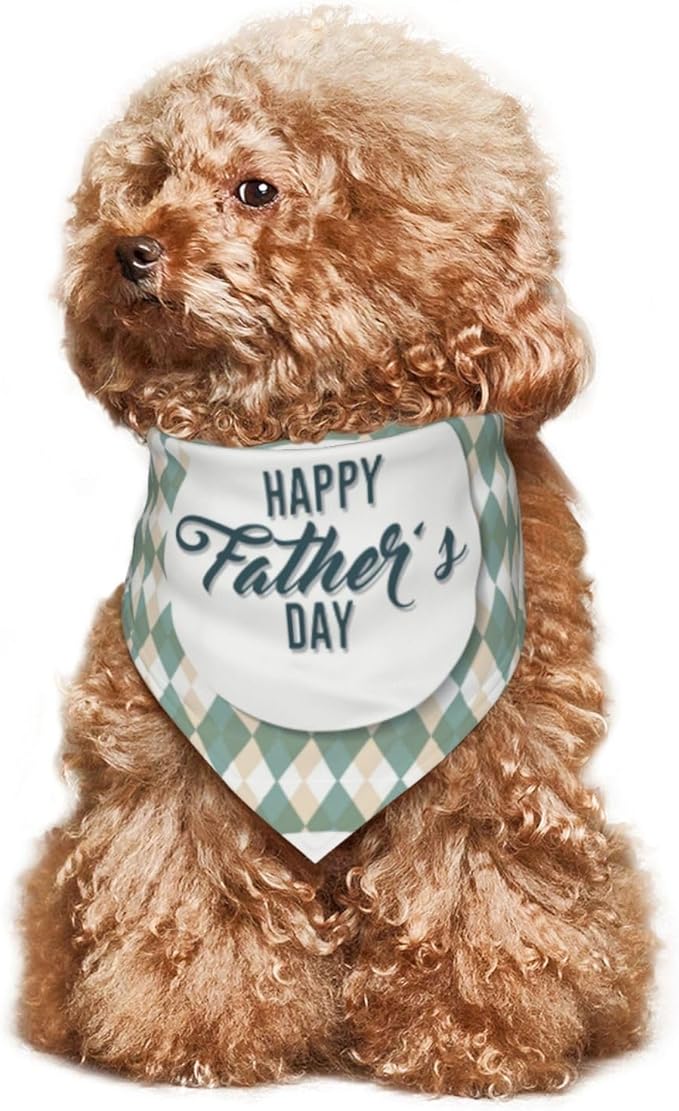 Happy Father's Day Dog Bandana Adjustable Reversible Triangle Dog Scarf Scarves Pet Bibs Costume Accessory Decor for Cats