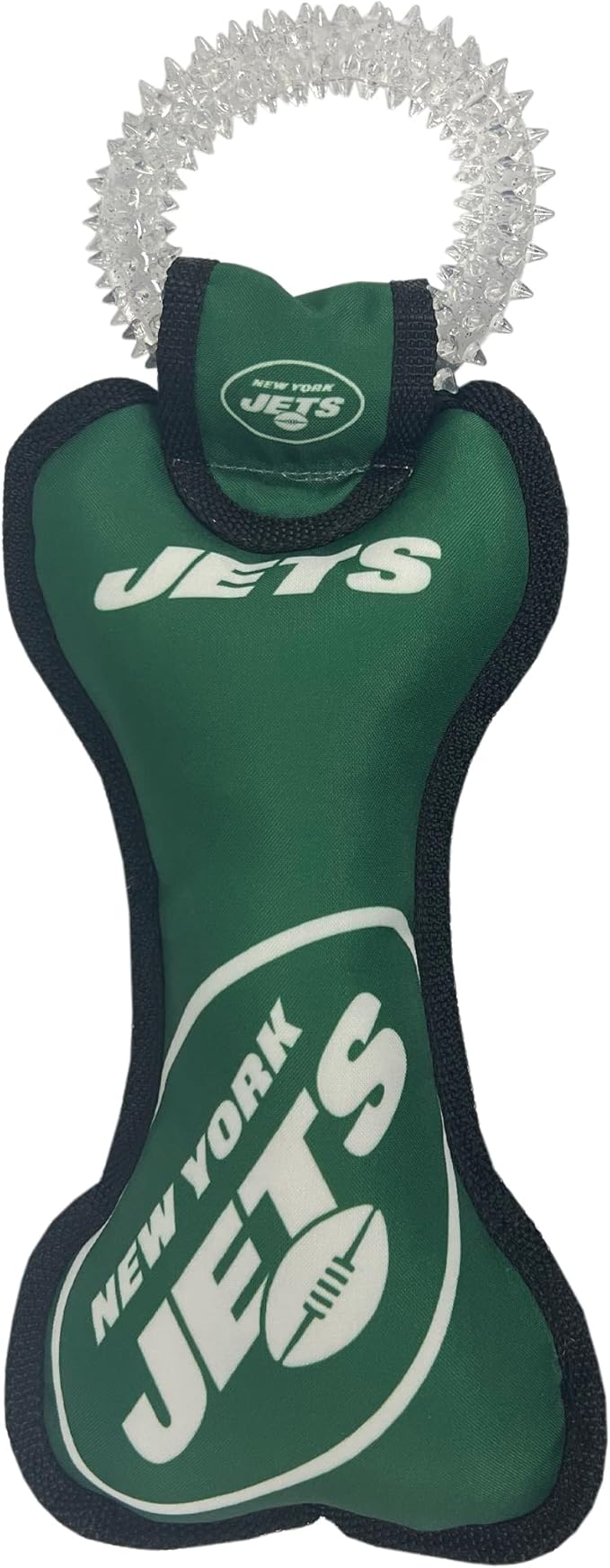 Pets First NFL New York Jets Dental Dog TUG Toy with Squeaker. Tough PET Toy for Healthy Fun, Teething, & Cleaning Pet's Teeth & Gum, Team Color