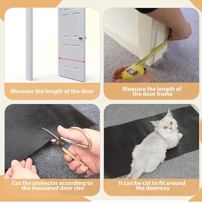 Carpet Protector for Pets Cat Carpet Protector for Doorway, Anti Scratch Under Door Cat Scratch Protector Mat, Easy to Cut Plastic Stopper (Black, 3.6FT-1pack)