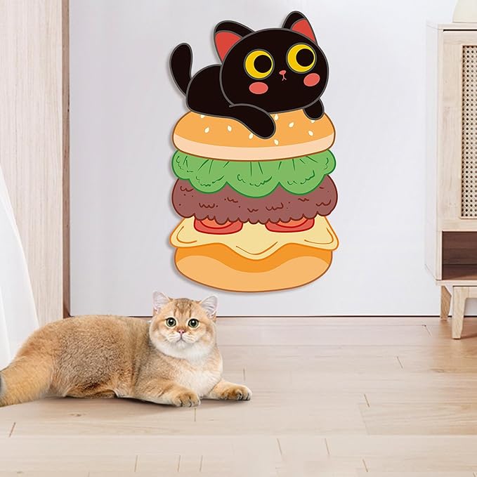 Wall Mounted Cat Scratcher, Self Adhesive Scratching Furniture Protector, Funny Cat Scratch Wall Pad for Climbing, Indoor Pet, Couch, Bed, Door, Floor