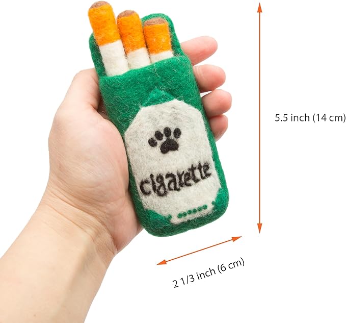 Glaciart One Catnip Joint & Leaf Cat Toy Set | Cat Crack for Funny Kittens, Stimulating Toys for Boredom, Exercise & Play | Filled w/Organic Catnip to Excite/Calm Kitty | Organic Idea