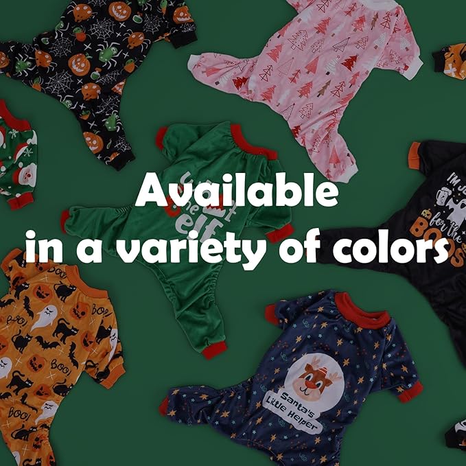 CuteBone Fleece Dog Christmas Pajamas Clothes Puppy Jammies Pet Apparel Cat Onesie for Chihuahua Yorkie Frenchies P312S