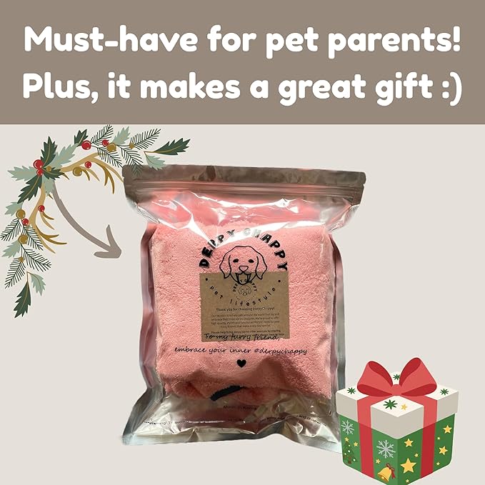 DERPYCHAPPY Premium Dog Towel Robe & Dog Bathrobe for Drying Dogs Made in Korea | Super Absorbent Quick & Adjustable Microfiber Bath Towel for Cats & Puppy Robes After Bath | Soft Warm Coat (Pink,XL)