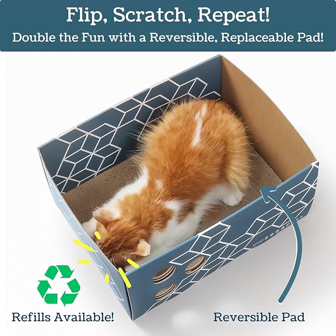 5609PETS Cat Scratching Box, Extra Large Refillable Double-Sided Scratch Pad, No-Mess Cat Scratcher for Indoor Cats