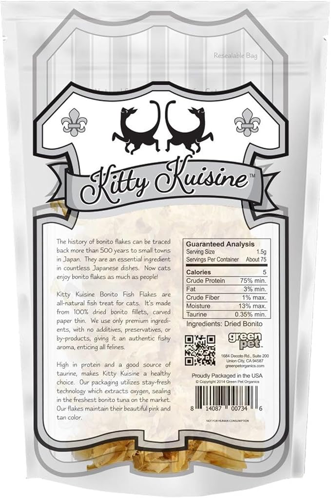 Natural Fish Flakes - All Natural Bonito Tuna Flakes - No Additives or Preservatives - High Protein and Appetite Stimulant - for All Felines, 4-oz