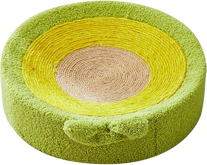 Semme Premium Sisal Cat Scratcher Bed with in One Design Round Shape Lounge for Claw Sharpening Furniture (Avocado)