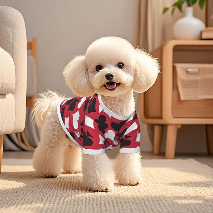 Playing Cards Spades White Heart Dog Shirt Pet Cotton T-Shirt Soft Breathable Dog Clothes Stretchy Puppy Outfit Doggy Tank Top Funny Outdoor Apparel for Small Medium Dogs Cats Blue Small