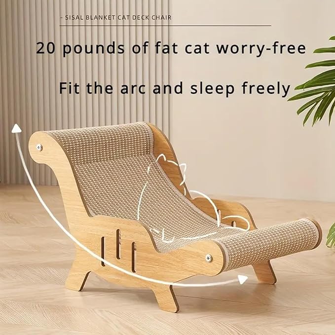 Sisal Cat Scratcher Bed, 2 in 1 Cat Hammock Lounge, Wear-Resistant Scratching Pad Lounge Chair for Indoor Cats Furniture Protection