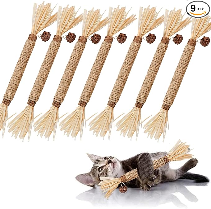 Cat Toys,7PCS Kitten Toys for Indoor Cats Catnip Toy for Chewing Silvervine Stick for Cleaning Teeth Kitty Dental Treat Interactive Toy Kitty Snack Self Play Wand Cat Mint Lick