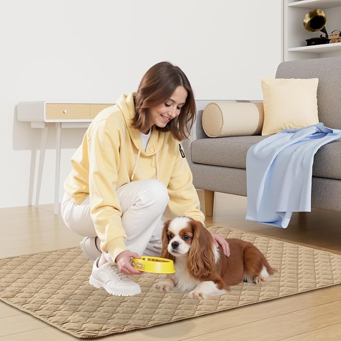 Smiry Waterproof Dog Bed Cover Blanket, Soft Reversible Pet Blanket, Washable Leakproof Cats Dogs Couch Cover for Sofa, Couch, Furniture (68x82 Inch, Camel/Beige)