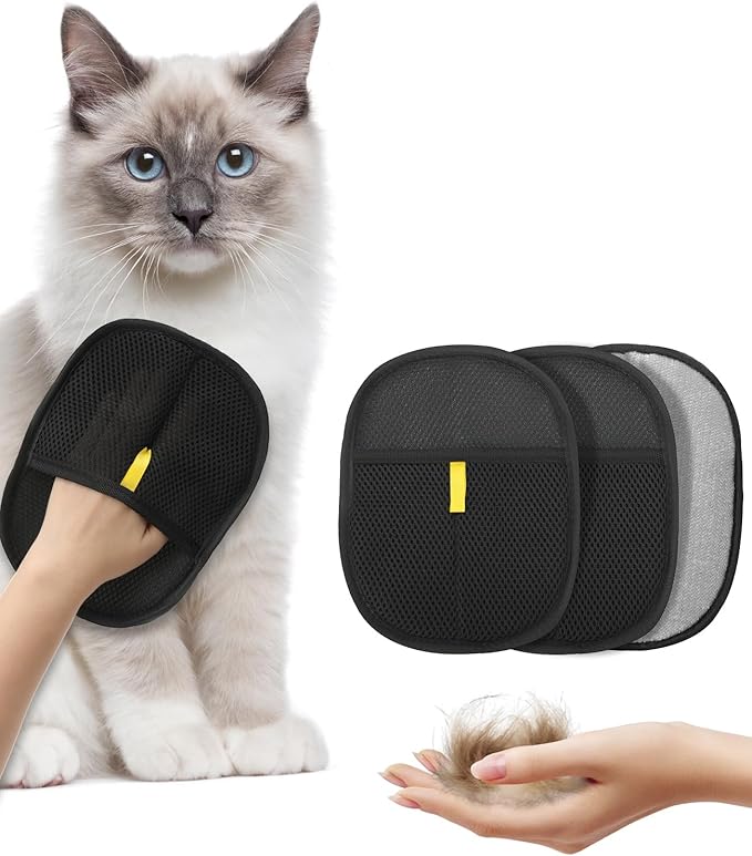 Dogs and Cats Hair Removal Gloves Tools,Pet Hair Grooming Brush Reusable with Electrostatic Tech, for Carpet, Couch, Furniture 3PCs/Pack