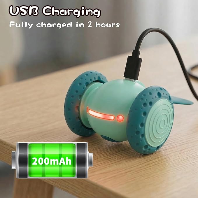 Puffluv Interactive Cat Toys, Automatic Moving Mouse Toy for Indoor Cats, Remote Control Cat Toys with LED Lights,Rechargeable Electric Kitten Toy USB Charging(Green)
