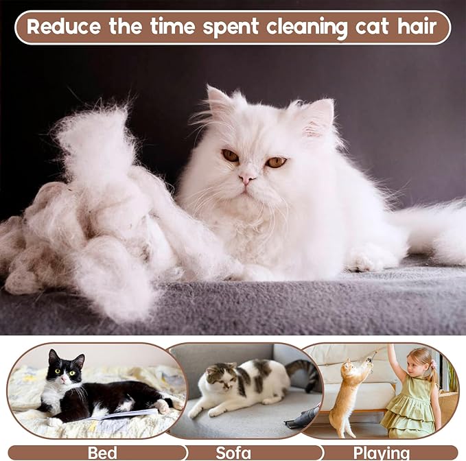 QBLEEV Sticky Hair Cat Clothes, Soft Cat Pajamas for Cats Only, Prevent Lost Fur Kitten Sweater Onesie, Stretchy Recovery Suit for Female Male Cats After Surgery Daily Wear, Brown, L
