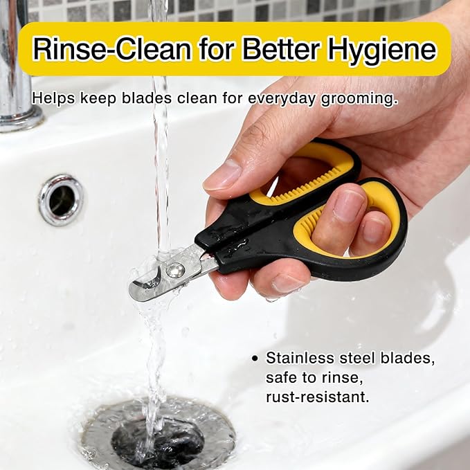 Professional Pet Nail Clippers(Yellow,2-Pack) for Cats & Small Pets, Upgraded Stainless Steel Claw Trimmers for Kittens, Puppies, Rabbits & Small Dogs