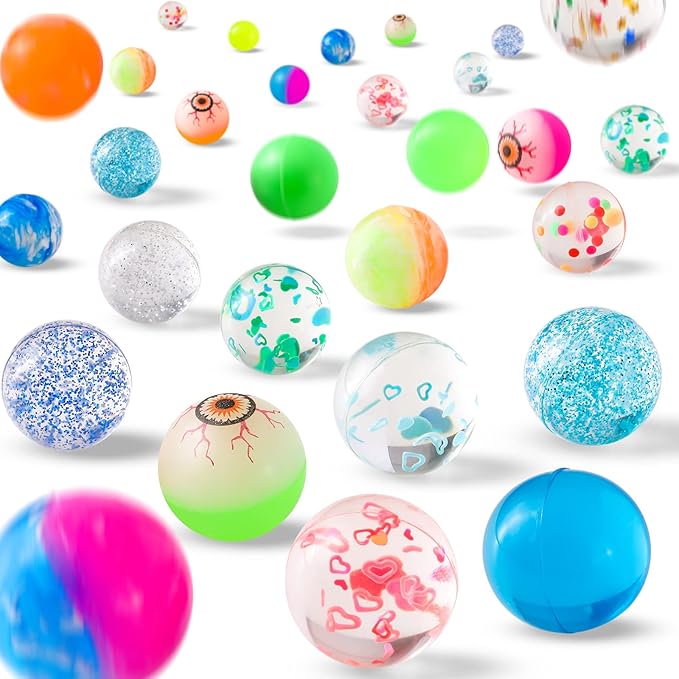 Cindeer 24 Pack 1.25 Inch Cat Toy Bouncy Balls Interactive Cat Ball for Colorful Indoor Pet Favorite Gift with High Elasticity for Exercise and Interactive Play