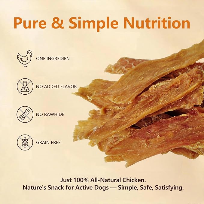 Chicken Jerky Dog Treats, Single Ingredient Real Chicken Breast, 9 oz High Protein Grain Free Training Treats & Dog Chews for Small & Medium Dogs