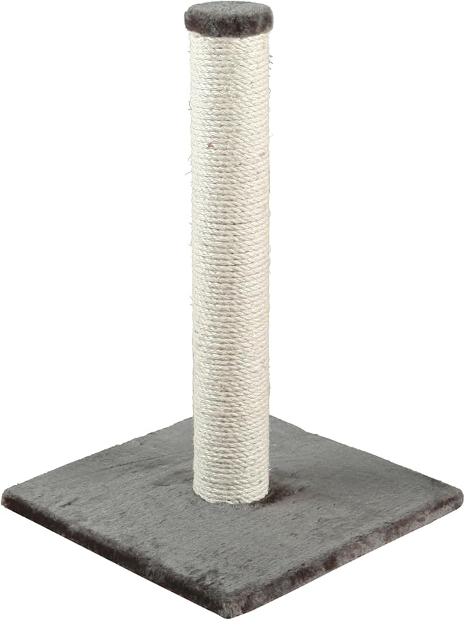 TRIXIE Parla Cat Scratching Post 24.4 Inch - Cat Scratcher with Soft Fabric Covering Base and Durable Natural Jute Rope - Gray
