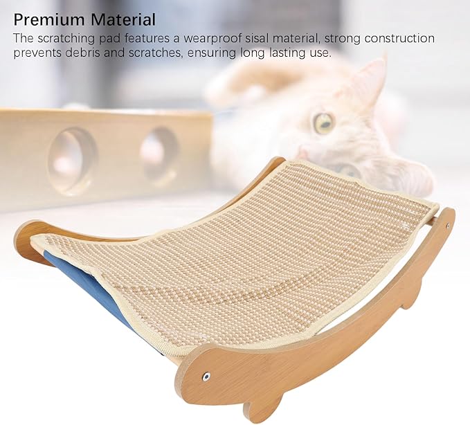 Cat Hammock Chair Scratch Cat Scratching Hammock Wooden Cat Rest Lounge Bed Portable Beach Chair Cat Hammock Furniture Protector Cat Scratcher Bed for Home (Medium)