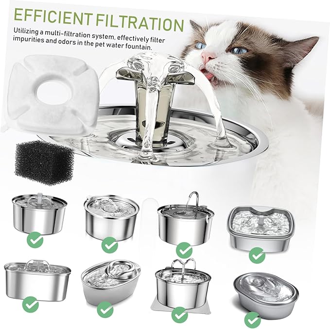 Sosoport 24sets Pet Water Fountain Filters Filtration System for Pet Water Dispenser Replacement Filters for Dogs Cats