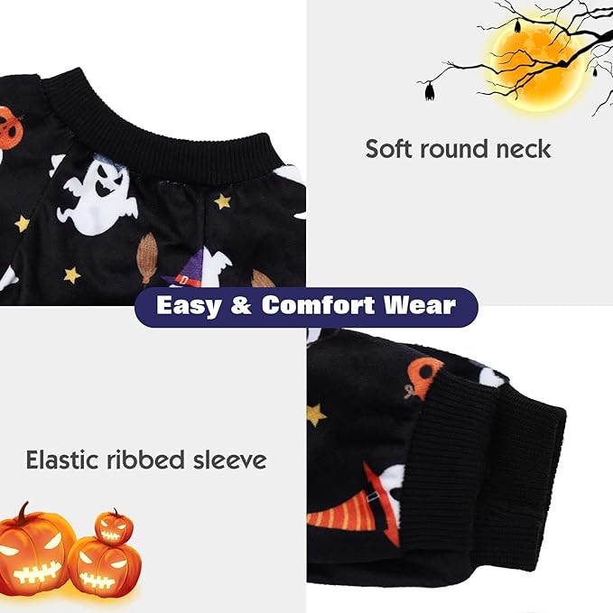 CuteBone Fleece Dog Halloween Pajamas Clothes Puppy Jammies Pet Apparel Cat Onesie for Chihuahua Yorkie Frenchies P305L