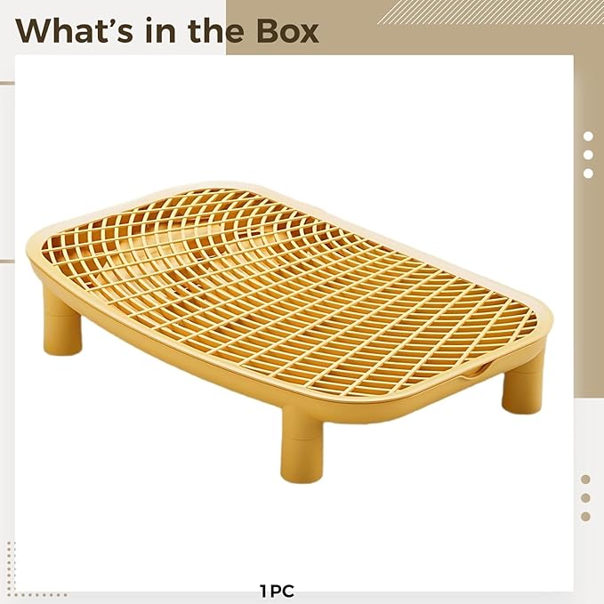 18.1 in Cat Litter Box Platform, Anti-Tracking Step, Yellow, Easy Clean