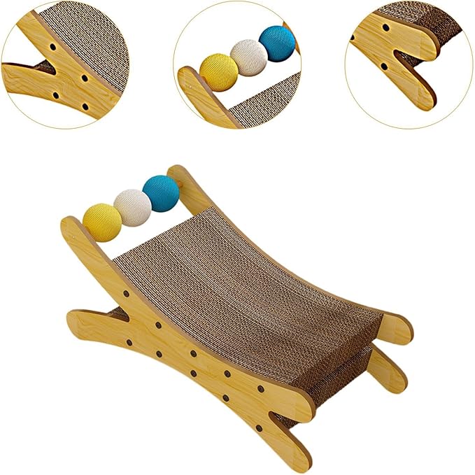Cat Couch Scratcher Scratching Pad Modern Pet Furniture Cardboard Scratching Nest Cat Bed for Resting Playing Sleeping- Wood Color