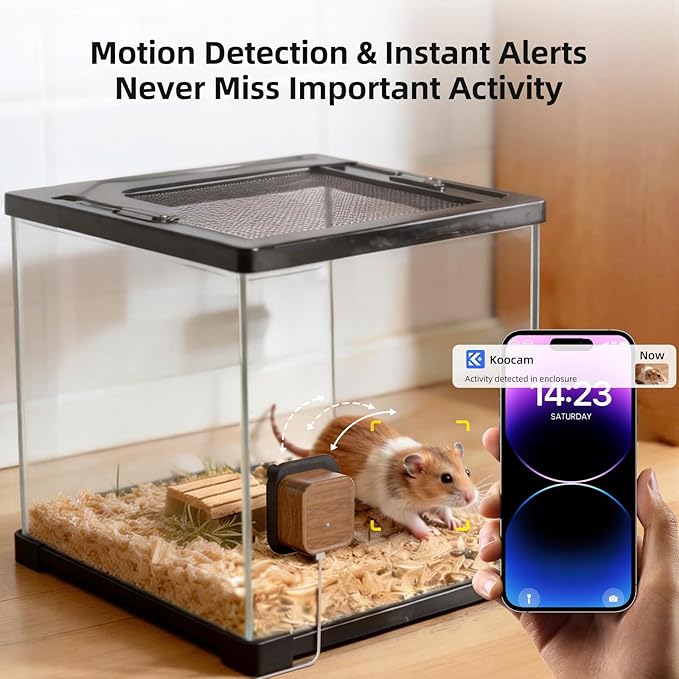 5MP Aquarium & Terrarium Camera, WiFi Pet Camera with Color Night Vision, Daily Time-Lapse Video, 120° Wide-Angle Anti-Glare Lens, AI Motion Alerts, Easy Magnetic Install for Fish, Reptiles, Insect