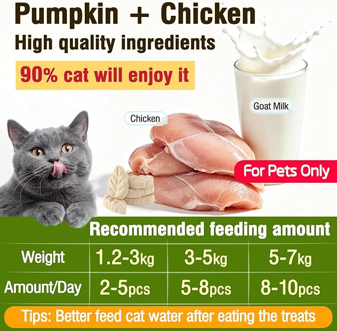 50g Cat Goat Milk Treats, Chicken Cat Treats for Gentle Digestion, Immune Support and Teeth Cleaning, Edible Cats Snack