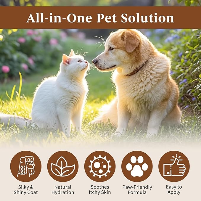 Pet Fur Care Oil Detangles, Reduces Shedding Leave-in Conditioner for Dogs & Cats – Strengthen, Moisturize & Restore Natural Luster to Your Pet’s Coat, 1.01 fl. Oz