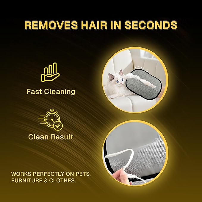 Pet Hair Removal Glove for Cats & Dogs, Hair Remover Mitt, Reusable Mesh Cleaning Glove with Five Finger Design for De-Shedding, Easy Cleaning, Clothing, Couch, Carpet & Car Seat