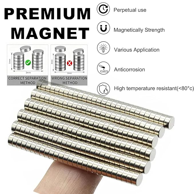 100pcs 4×2mm Mini Round Magnets for Nail Clippers, Measuring Artificial Nail Length, Multi-Use Cat Eye Nail Design Tools, Neodymium Magnet for Fridge Magnets, Crafts, Office Supplies