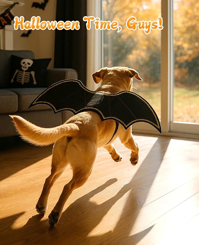 Halloween Dog Bat Wings Costume - Pet Costume for Party Puppy Apparel for Small Medium Large Dogs Funny Doggy Cosplay Dress Up Accessories S-M